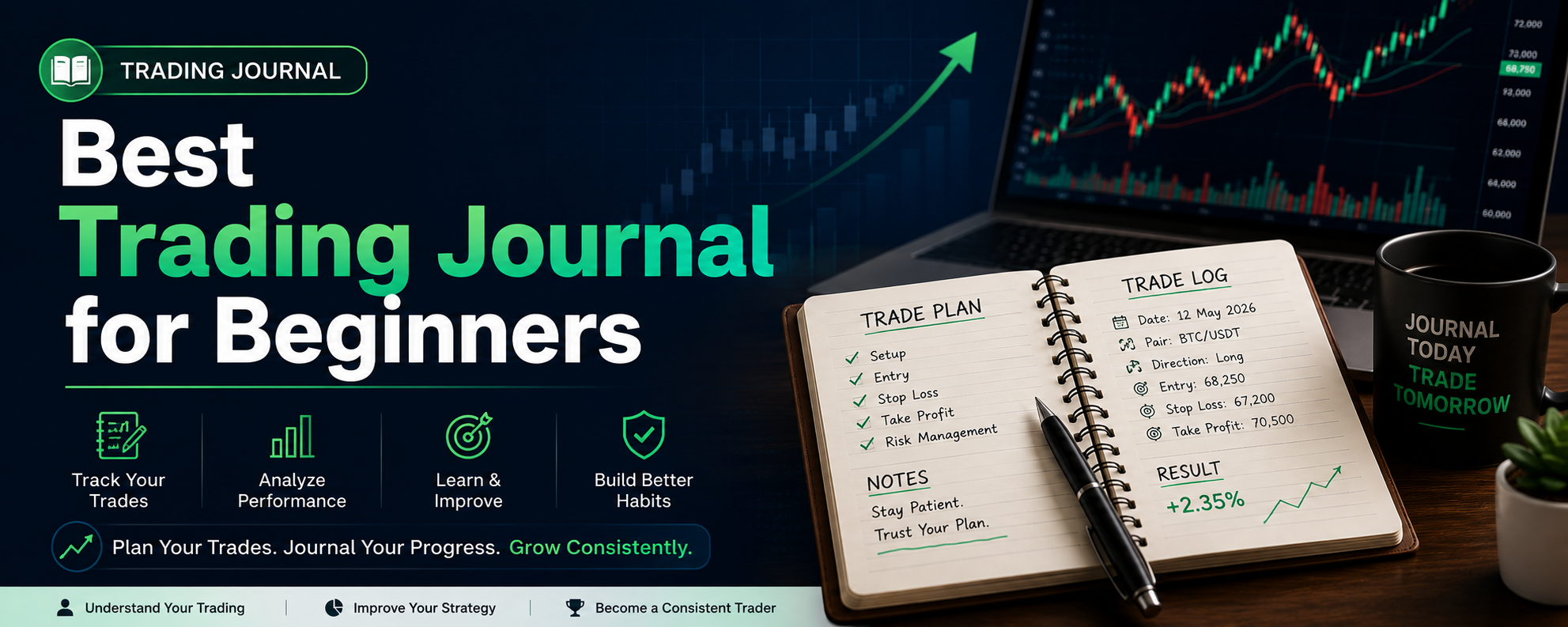 Best Trading Journal for Beginners — Trade Journal Desk dashboard preview